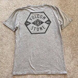 Y2K Volcom Stone Light Gray Mens Cotton Graphic Tshirt M